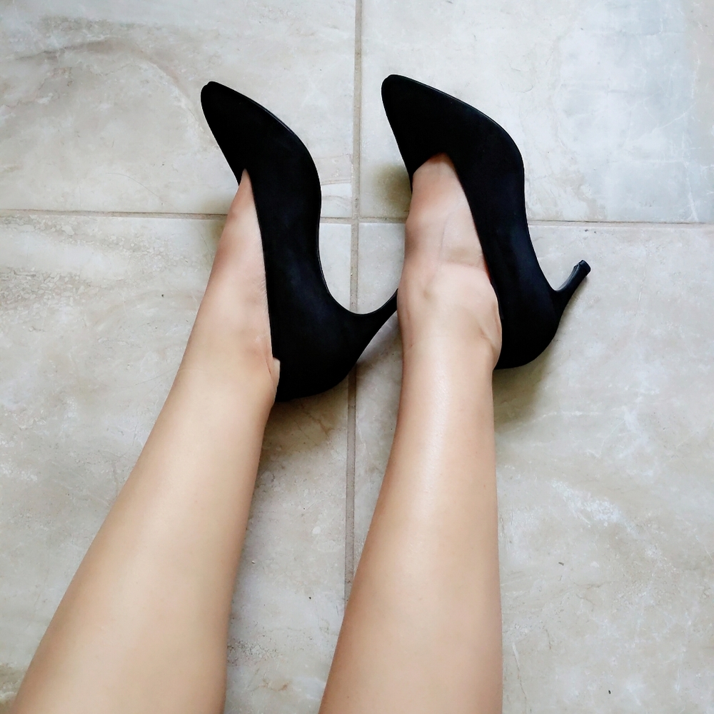 Vintage 🎉HP🎉 1980s Maud Frizon Zigzag Edge Black Suede Pumps 38 7.5
